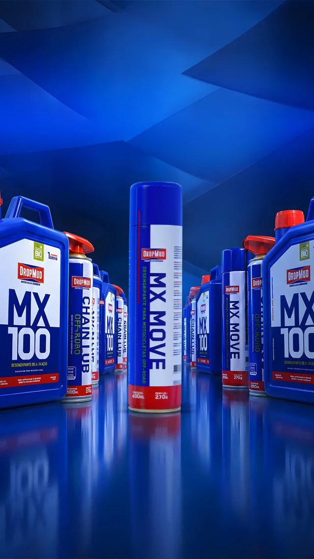 Manter a moto em alto nível vai muito além da pilotagem.

Cada produto da linha DropMud foi desenvolvido para atender uma necessidade específica da rotina off-road. O MX100 atua na limpeza, removendo barro e resíduos sem agredir componentes. O Chain Lub protege e lubrifica a transmissão mesmo em condições severas. Já o MX Move auxilia na manutenção, proteção e conservação de peças expostas à umidade e ao desgaste.

Uma linha completa para quem leva o cuidado com a moto tão a sério quanto a próxima trilha.

#offroad #motocross #enduro #hardenduro  #dropmud